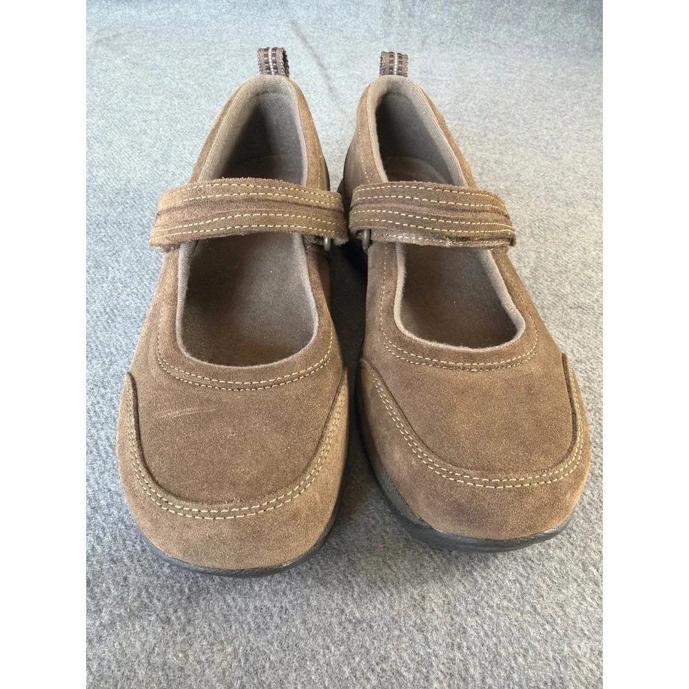 L.L.Bean Mary Jane Shoes Women 8 Brown Suede Hook Loop Comfort 278614